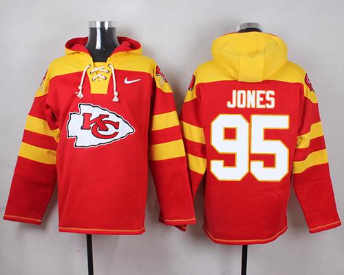 Nike Chiefs #95 Chris Jones Red Player Pullover NFL Hoodie - Click Image to Close